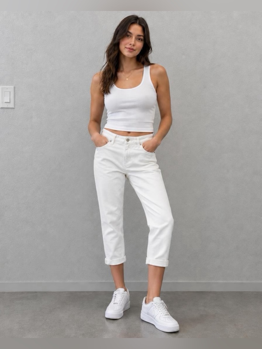 Joe's White Cuffed Boyfriend Jeans Waist 28 NWT